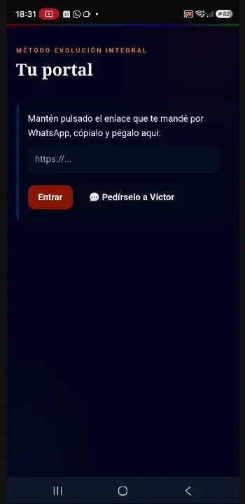 La app pide pegar el enlace